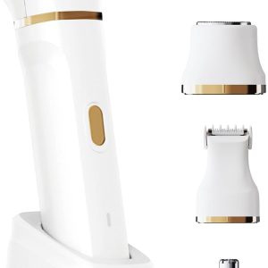 Electric Razors for Women 5-in-1 Waterproof Wet Dry Electric Shaver with USB Charge Dock, Legs Hair Remover, Body Shaver for Beard Bikini Trimmer for Women White