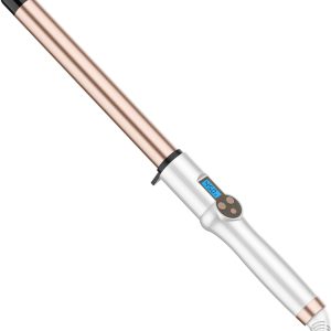 1 Inch Extra Long Barrel Curling Wand, Ceramic Tourmaline Curling Wand Professional Dual Voltage with Adjustable Temperature