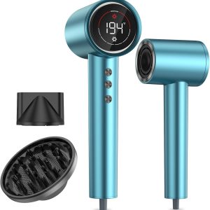 Hair Dryer, 150000 RPM Professional High-Speed Blow Dryer 500 Millions Negative Ionic Care Hair Dryer for Fast Drying, Low Noise 4 Temp/3 Speeds Hairdryer, Travel with Magnetic Diffuser & Nozzle