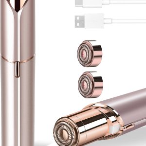 Facial Hair Removal for Women, Portable Painless Hair Remover Device, Rechargeable, with 2 Replacement Heads, for Face, Upper Lip and Chin
