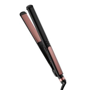 Rose Gold Ceramic Flat Iron Hair Straightener, 1-Inch Flat Iron with Extra-Long Plates, including a Floating Plate, Advanced Heat Technology, Black