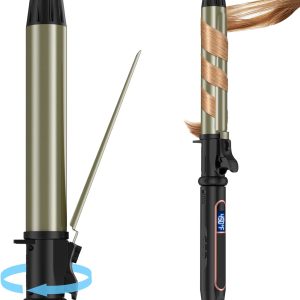 Curling Iron - Professional Manual Salon Rotating 1 Inch Hair Curler, Multi-Level Temperature Adjustment Crimper Hair Tool,Styling Tool for Long & Short Hair (Black, 1.25 inch)