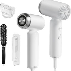 Hair Dryer, Travel Portable [Super Mini] High-Speed Ionic Blow Dryer, 200 Million Negative Ions, 110,000RPM Brushless Motor for Home Salon Fast Drying Compact Lightweight, White
