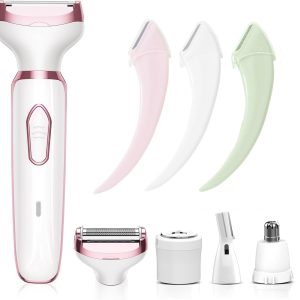 Electric Razors for Women, 4 in 1 Electric Women Shaver, Face Shavers Eyebrow Legs Armpit Bikini Area Pubic Underarms, Painless Facial Hair Removal Ladies Body Razors Set