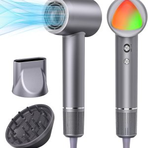 Hair Dryer, 160000 RPM Portable Professional Ionic Hair Dryer with 500 Million Negative Ions, Fast-Drying, Low Noise with Diffuser & Nozzle, Lightweight for Home and Travel