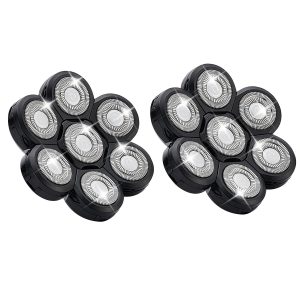 7 Head Shaver Replacement Razor Heads for Many s Bald Men's Electric Foil Shaver Replacement,Universal Shaver Replacement Blades for Electric Razor for Men Bald and Face (Black 7 Head/2PCS)